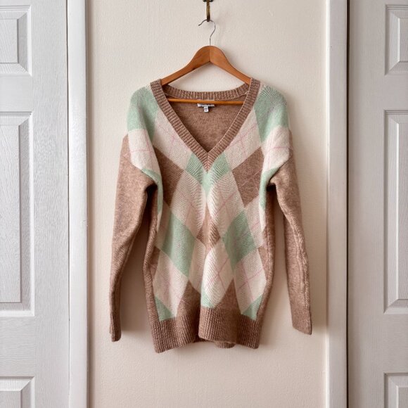 & Other Stories Oversized Argyle Patterned Mohair Jumper - Picture 6 of 10